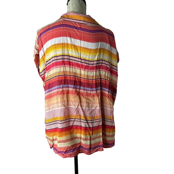Torrid Challis Tie-Front Dolman Top Size 2 Multi Color Stripe‎ Lightweight - Picture 2 of 5